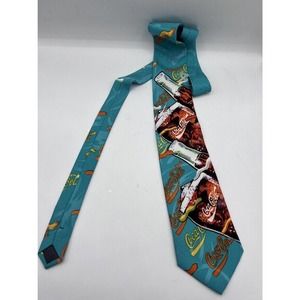 Vintage 80s Style Coca-Cola Cotton Tie Blue And Teal Allover Print​​